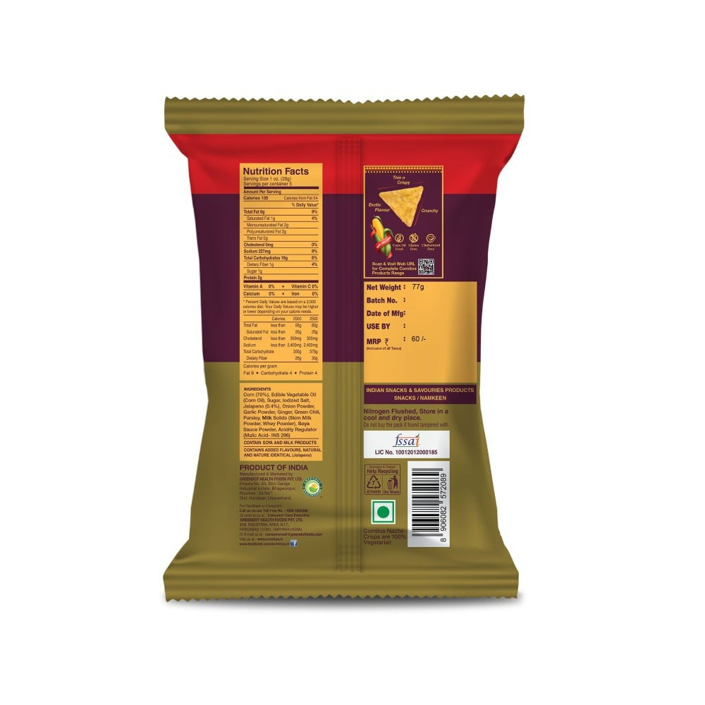 Cornitos Sizzlin Jalapeno Nachos : 75 g