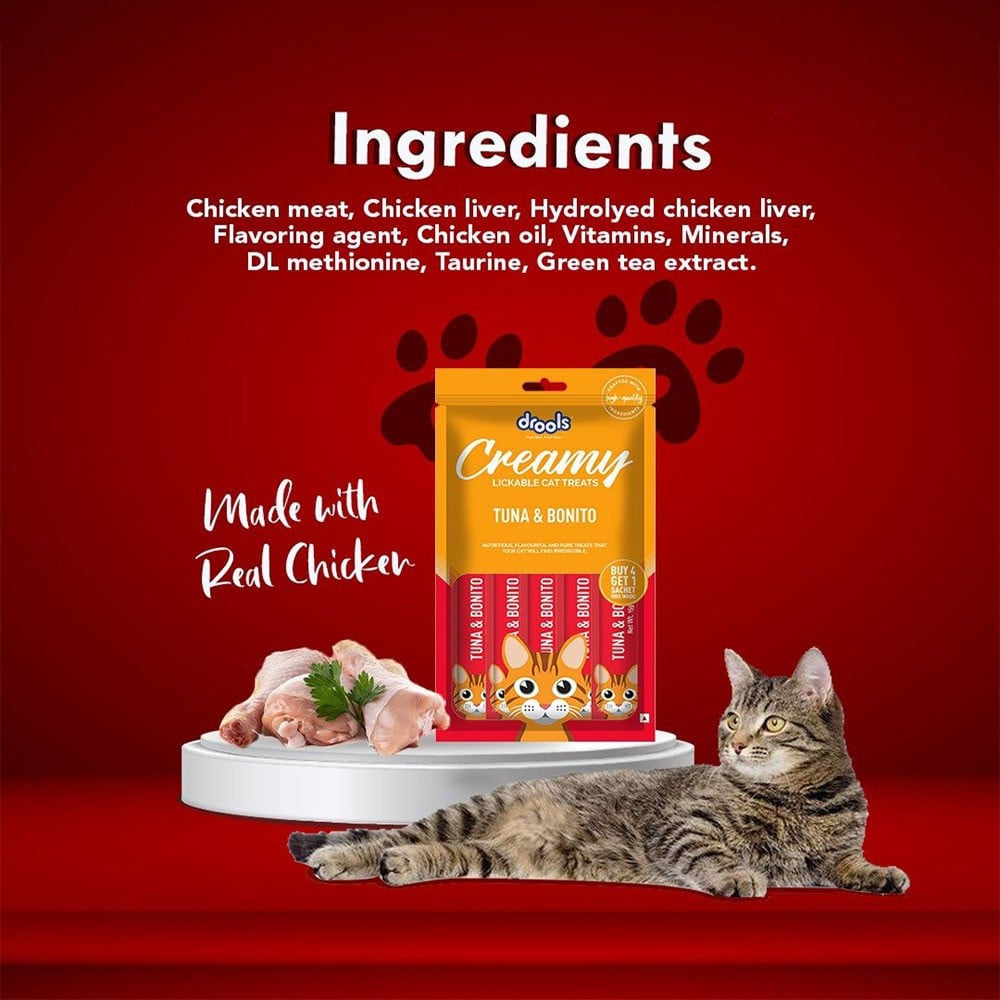 Drools Tuna and Bonito Lickable Creamy Cat Treat : 1 pack (4+1 pieces)