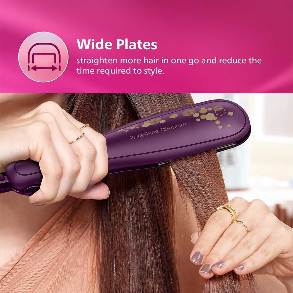Philips BHS738/00 Kerashine Titanium Wide Plate Hair Straightener (Teal) : 1 unit