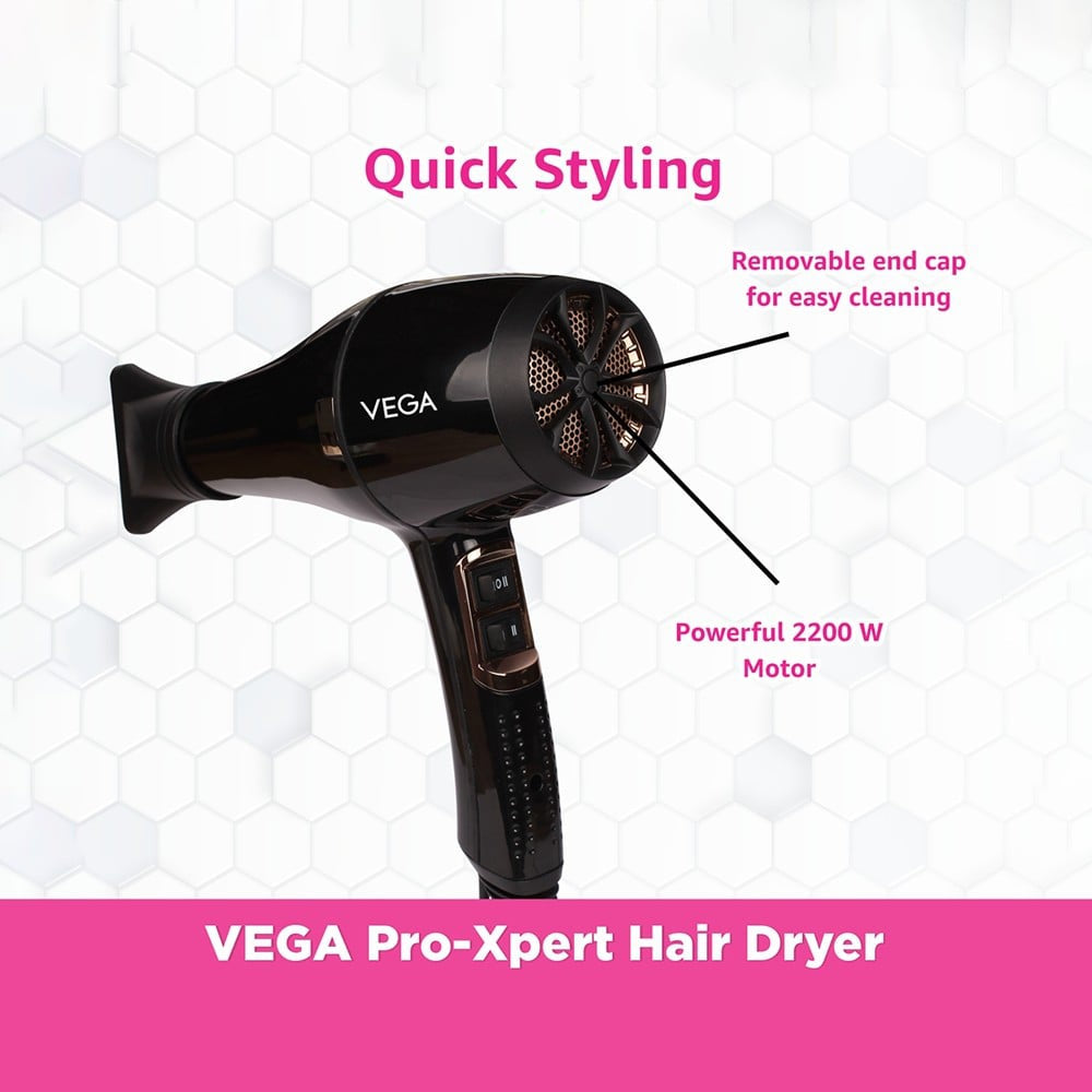 Vega Pro-Xpert Hair Dryer, VHDP-03 (Black, 2200W) : 1 unit
