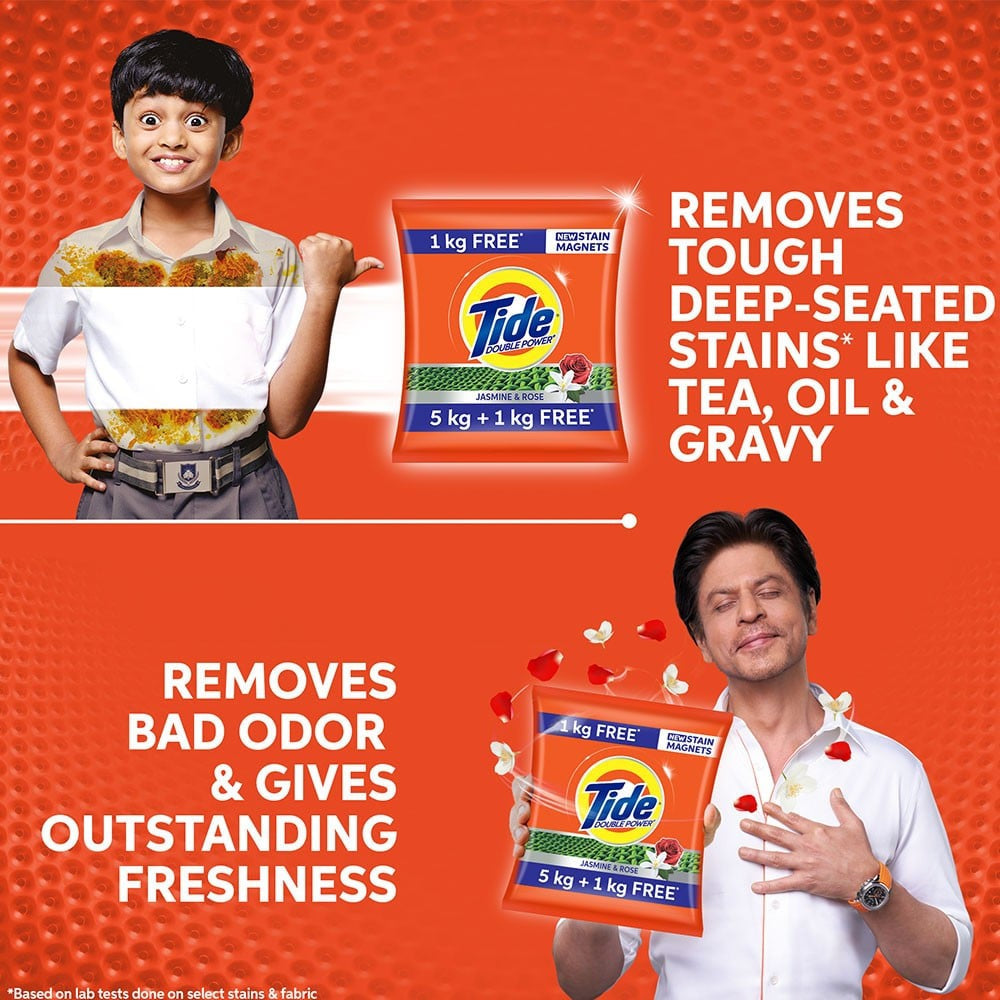 Tide Double Power Detergent Powder (Jasmine & Rose) : 5 kg + 1 kg