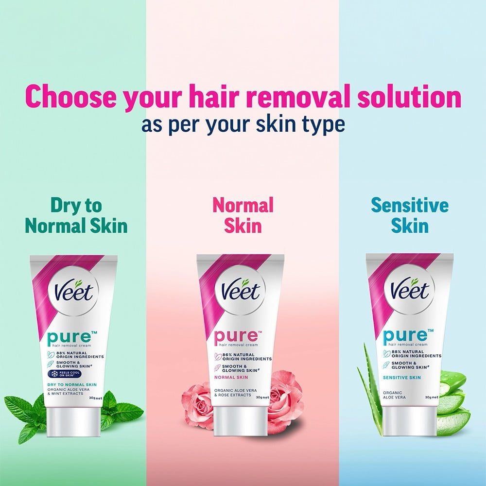 Veet Aloe Vera Sensitive Skin Hair Removal Cream - Pack of 3 : 3 x 30 g