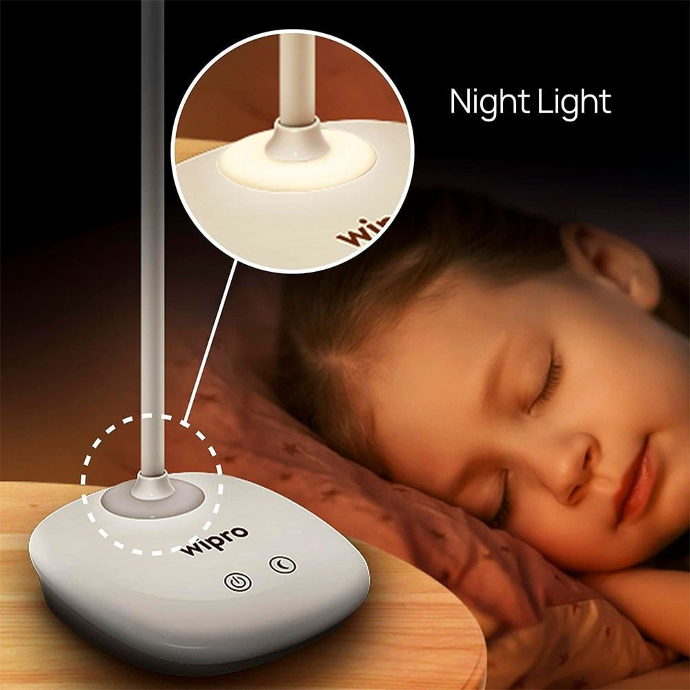 Wipro Aries Rechargeable Table 6W Desk Light (White) : 1 unit