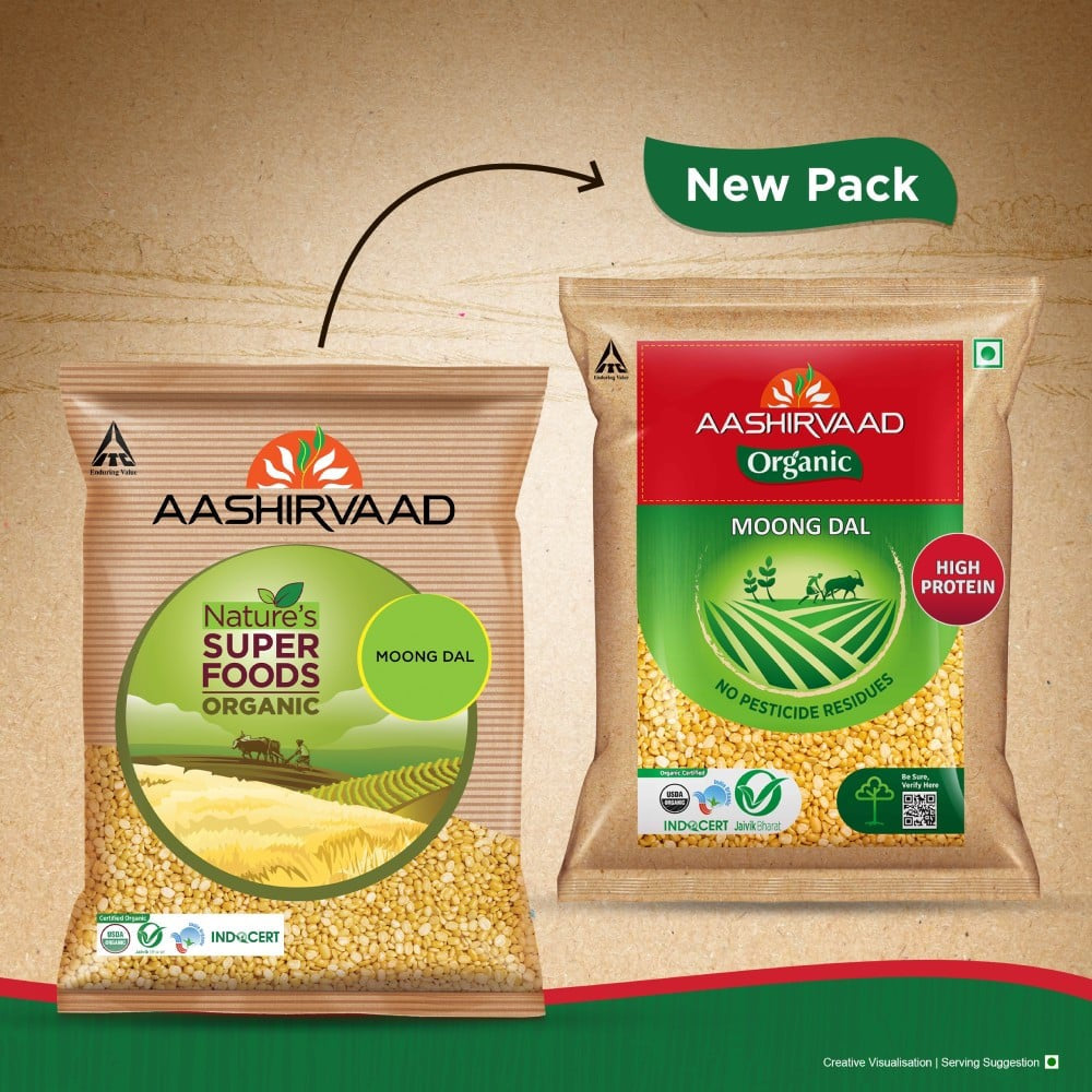 Aashirvaad 100% Organic Moong Dal (Dhuli) : 500 g