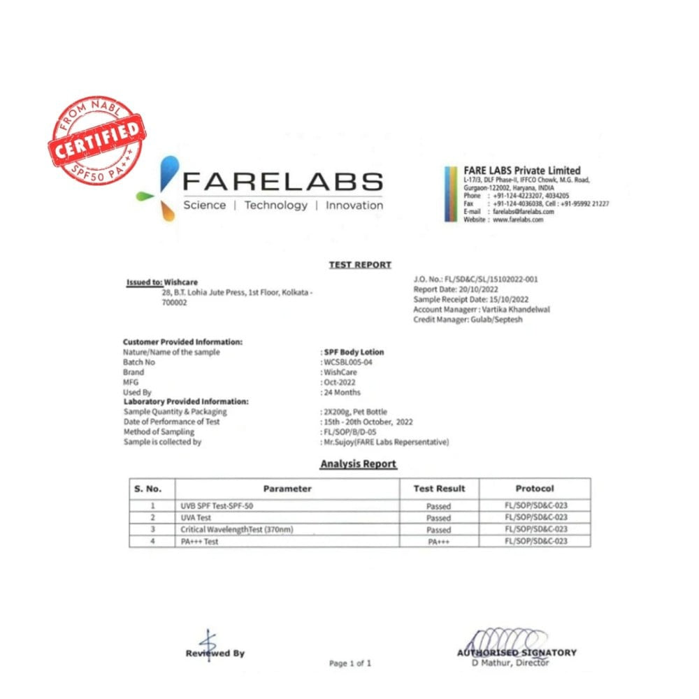 Wishcare Sunscreen Body Lotion (SPF 50+ PA+++) : 200 ml