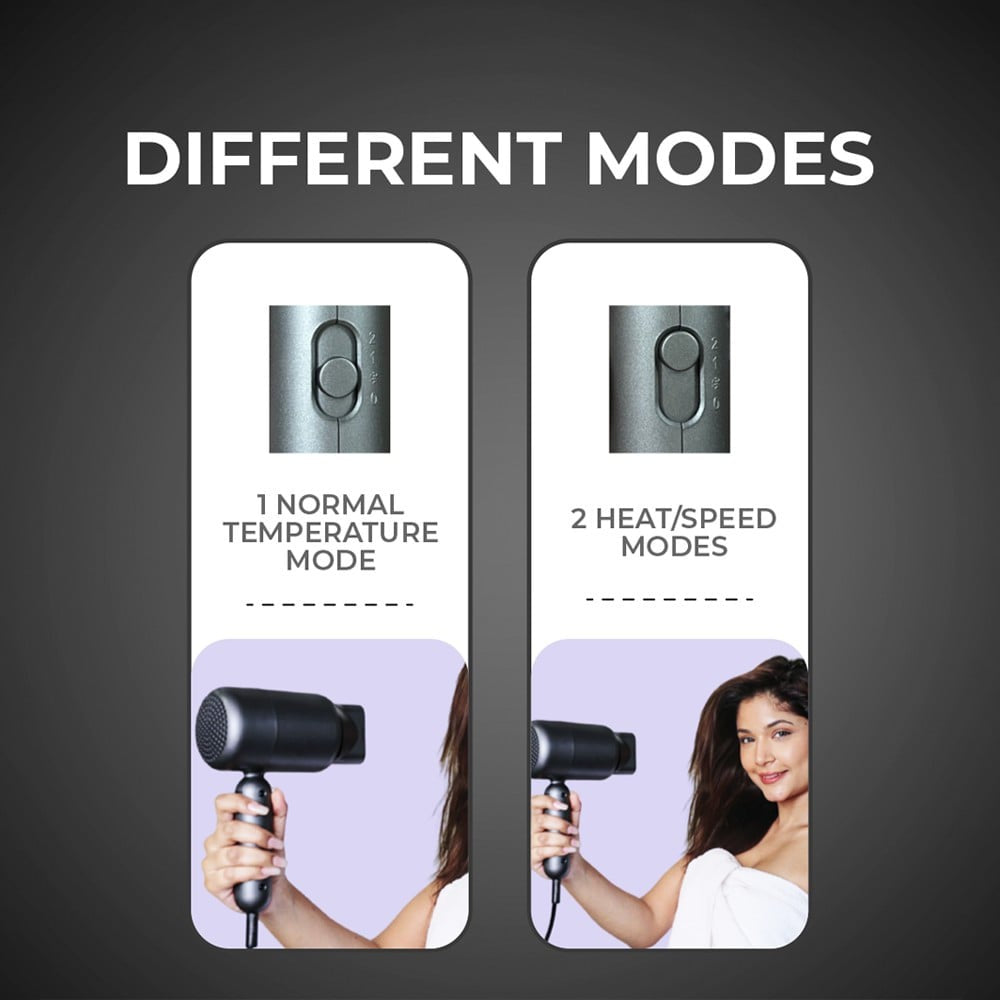 Winston Ionic Foldable Hair Dryer for Men & Women (Black, 1400 W) : 1 unit