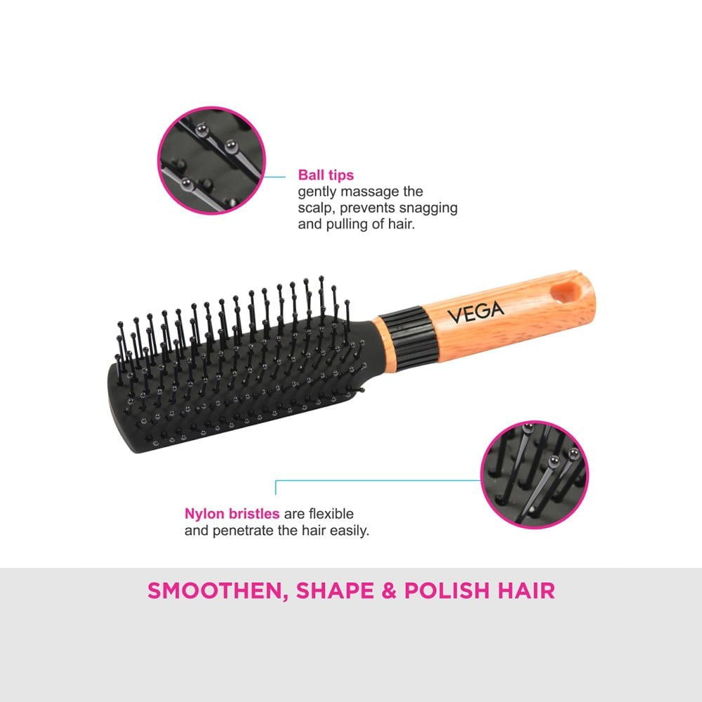Vega Compact Hair Brush (Black, Brown) : 1 unit