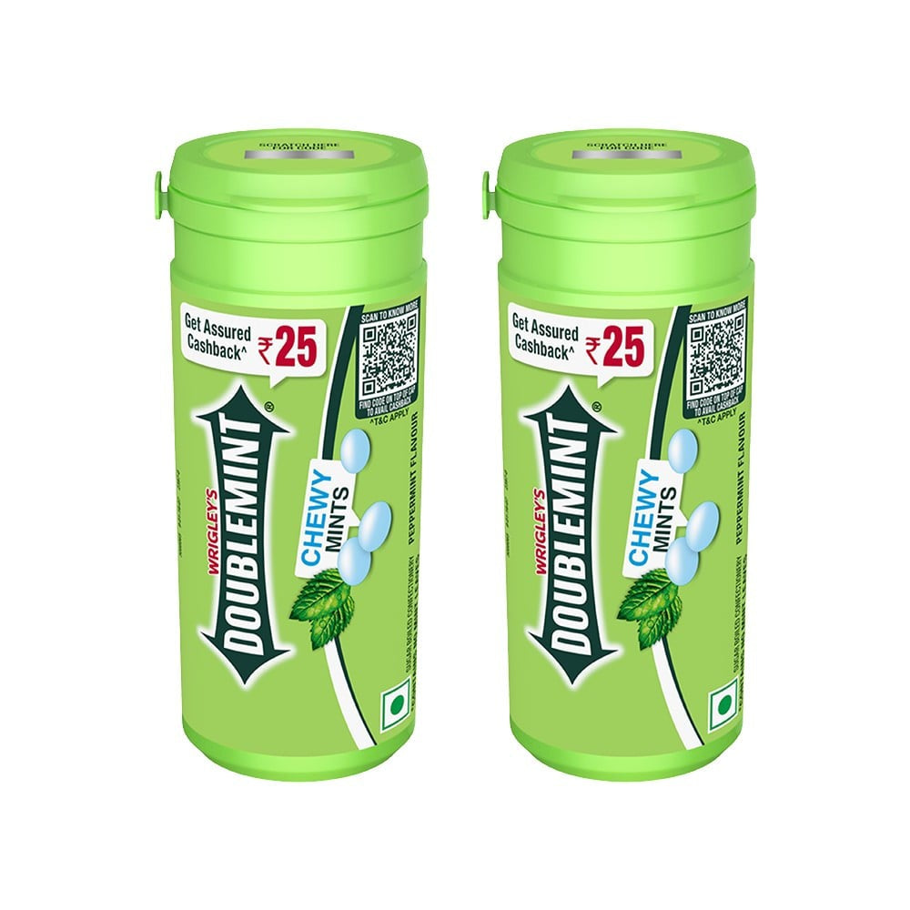 Wrigley's Doublemint Peppermint Chewy Mint Candies - Pack of 2 : 2 x 30.4 g