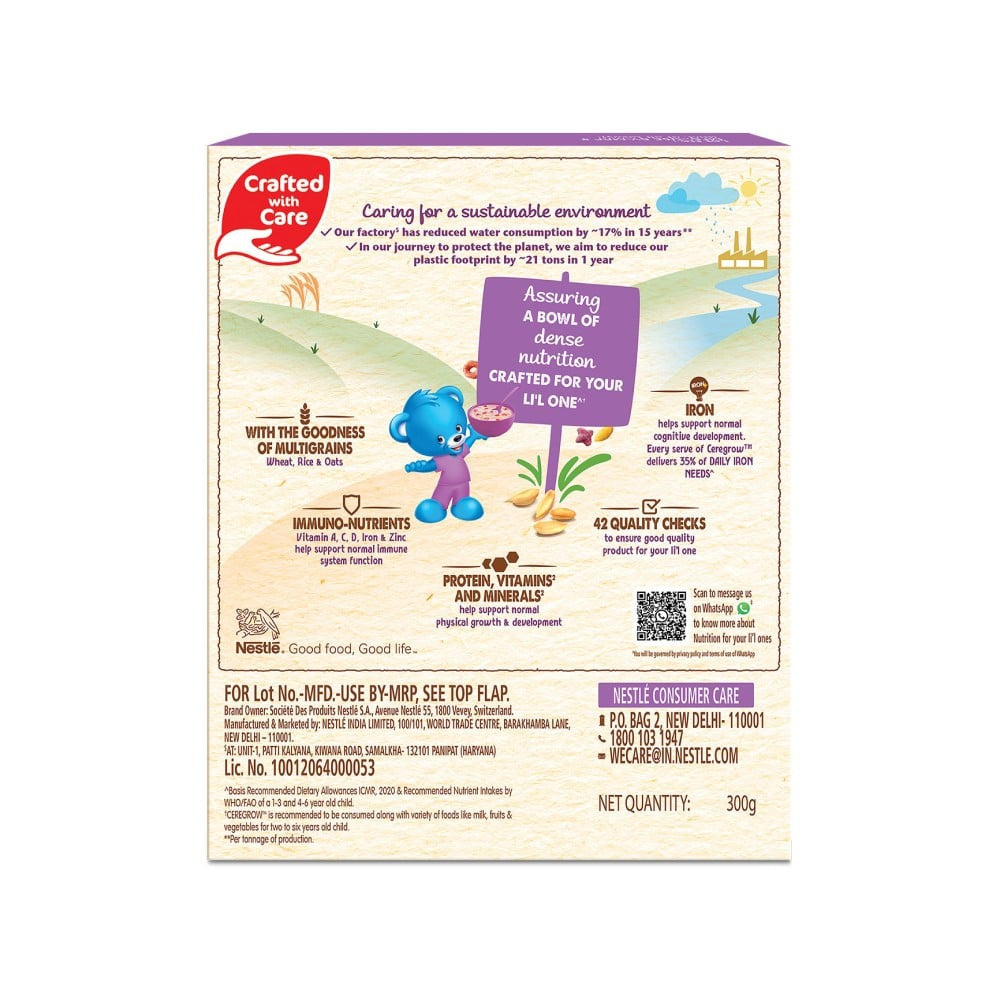 Nestle Ceregrow Kids Cereal (with Multigrain, Milk & Fruits, 17 Nutrients) : 300 g