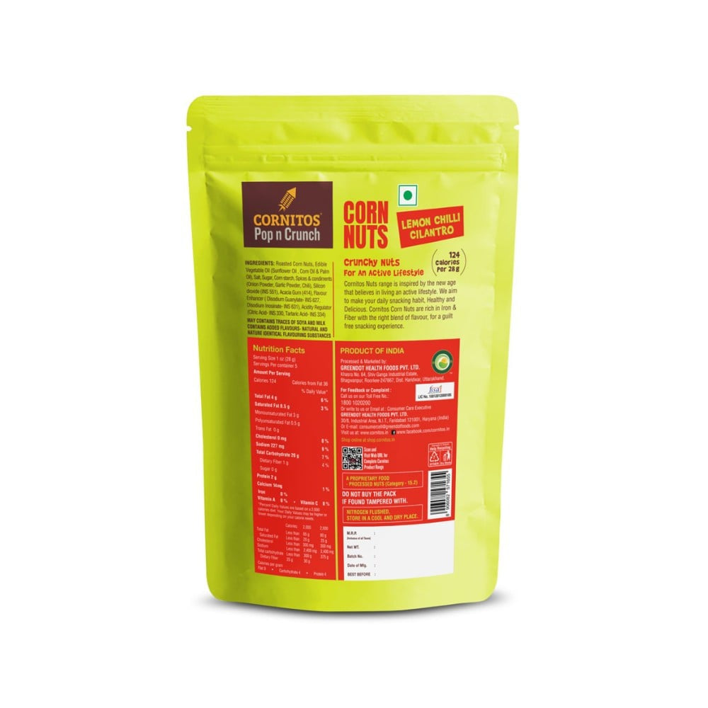 Cornitos Lemon Chilli Cilantro Corn Nuts : 140 g