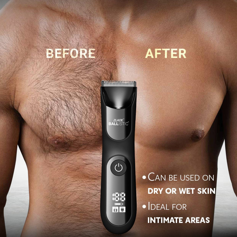 Zlade Ballistic Pro Waterproof Male Body Trimmer with Ceramic Blades (Black, 5W) : 1 unit