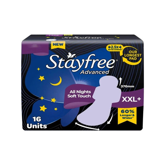 Stayfree Advanced All Nights Sanitary Pads : 16 pieces