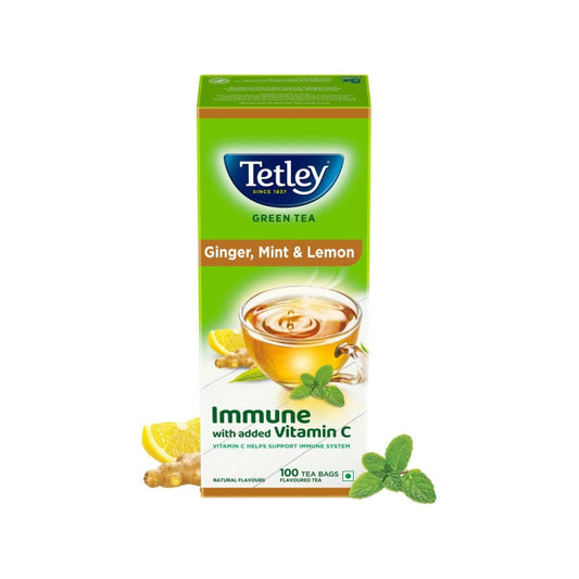Tetley Ginger, Lemon & Mint Green Tea Bags (Immune with added Vitamin C) : 100 units