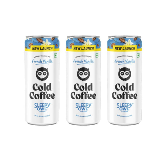 Sleepy Owl French Vanilla Cold Coffee Can - Pack of 3 : 3 x 230 ml