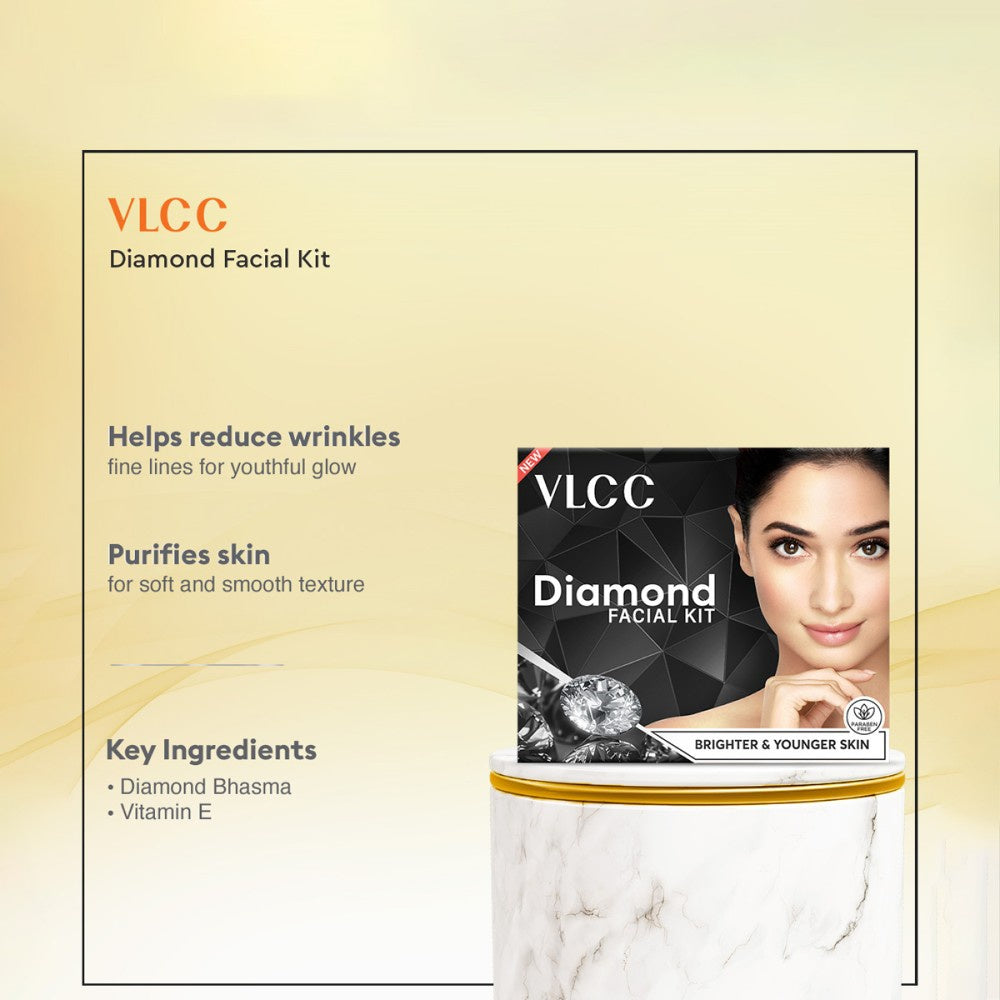VLCC Diamond Facial Kit + Manicure & Pedicure Kit Combo : 60 g + 150 g + 60 ml