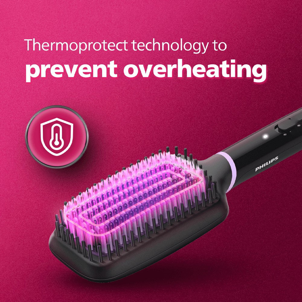 Philips BHH880/10 Hair Brush Straightener (With Keratin-Infused Bristles, Black) (Black, 50W) : 1 piece