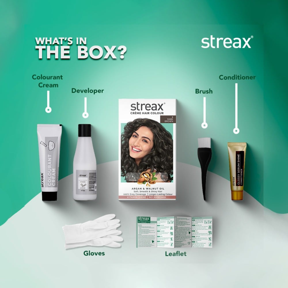 Streax Shine On Creme Hair Colour -Dark Brown 3 : 120 ml