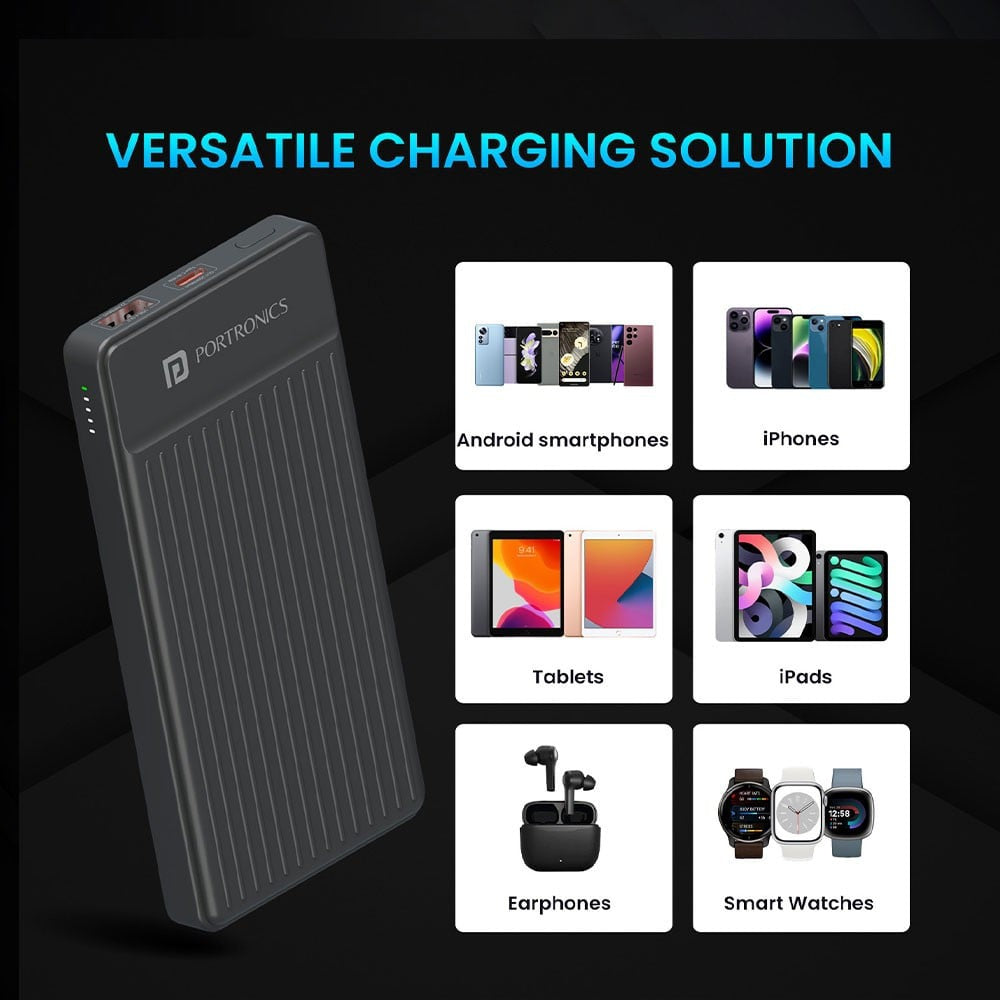 Portronics Luxcell B 10K 22.5W 10000mAh Power Bank (Black) : 1 unit