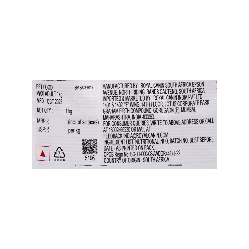 Royal Canin Maxi Adult Dog Food : 1 kg