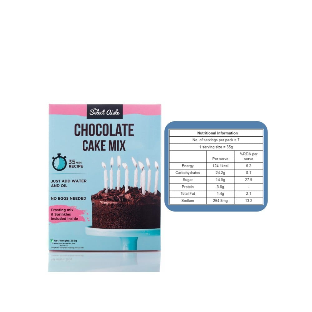 The Select Aisle Eggless Chocolate Cake Mix - Frosting & Sprinkles Included : 365 g