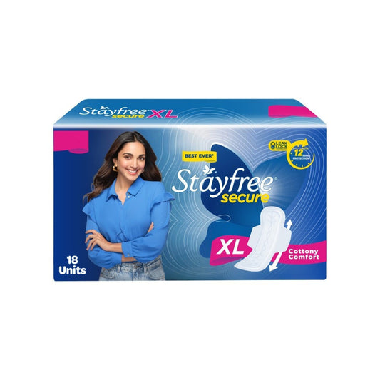 Stayfree Secure Cottony Soft Sanitary Pads (Extra Large Wings) : 18 pieces