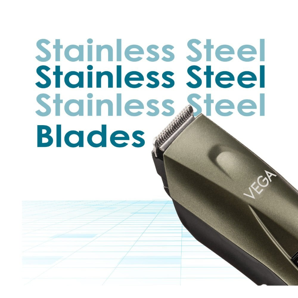 Vega P1 Battery Powered Beard Trimmer (160 mins Runtime, VHTH-25) (Green) : 1 unit