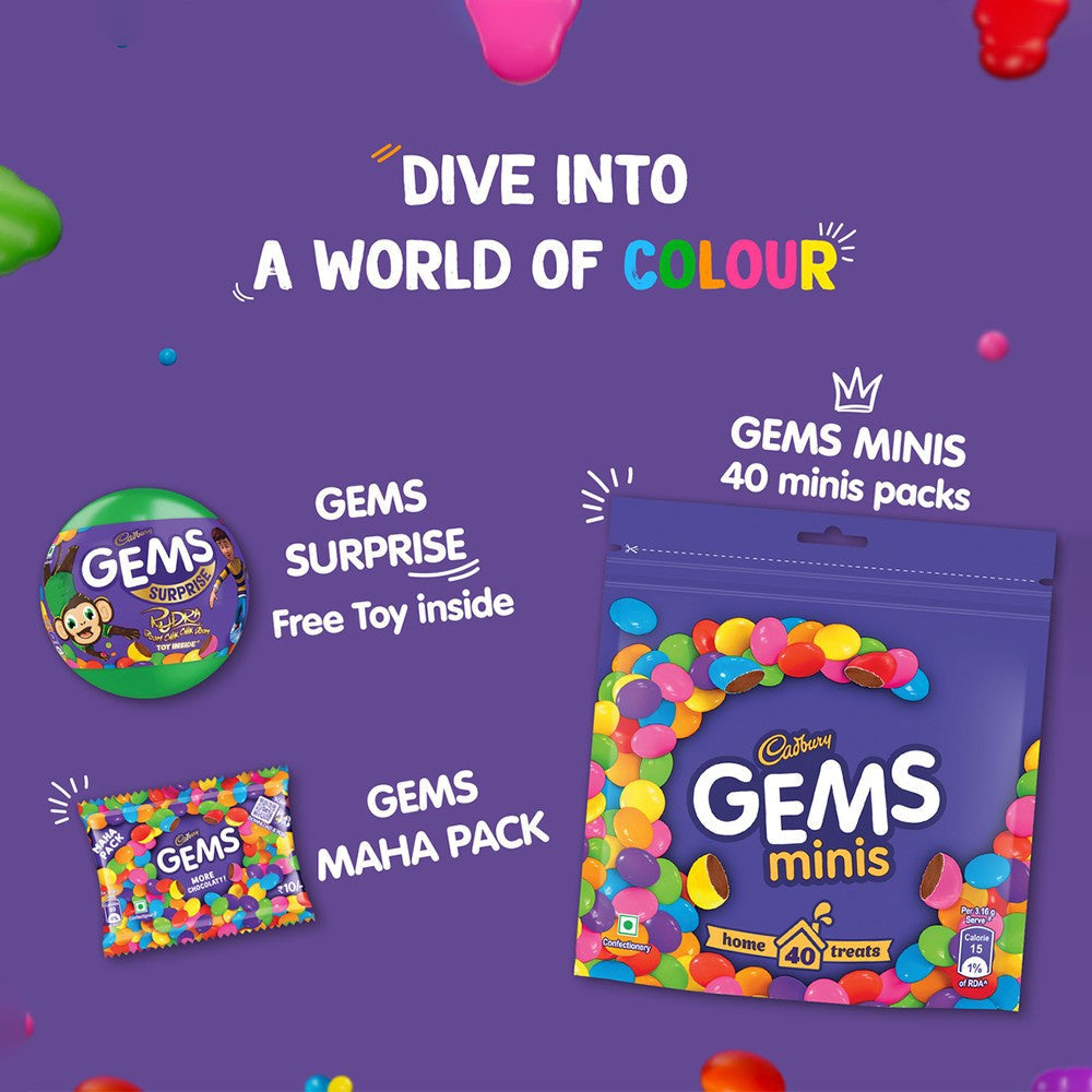 Cadbury Gems Shaped Chocolate Pack Home Treats Pack - Pack of 3 : 3 x 126.4 g