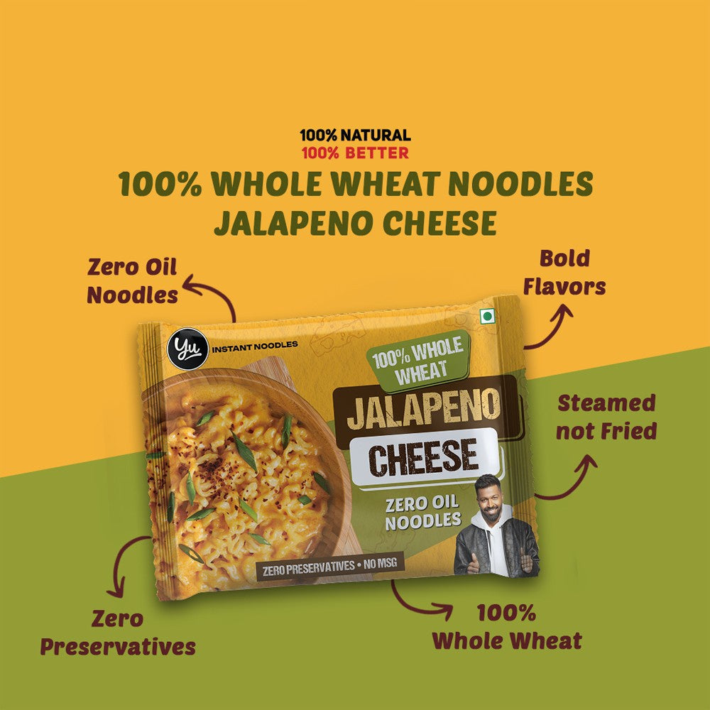 Yu Whole Wheat Instant Noodles Jalapeno Cheese - Pack of 2 : 2 x 70 g