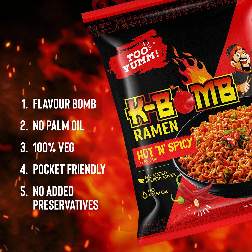 Too Yumm K-Bomb Hot n Spicy Instant Noodles - Pack of 2 : 2 x 79 g