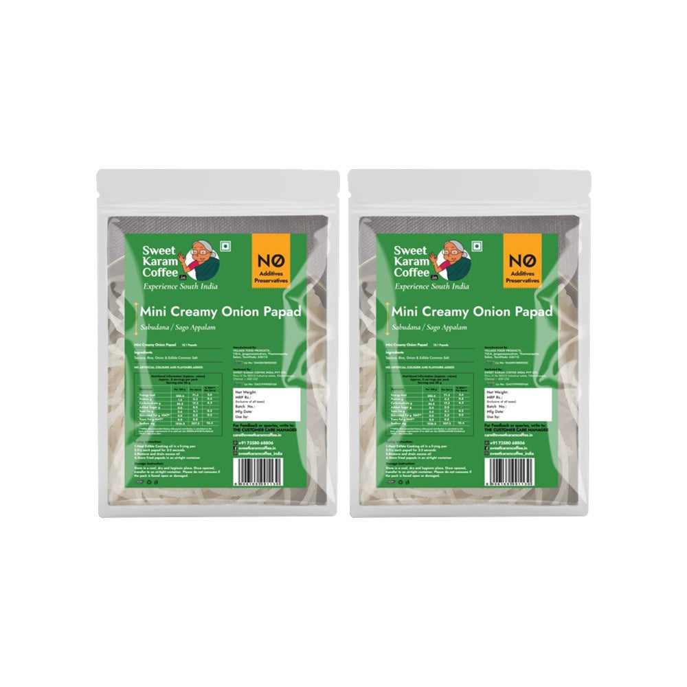 Sweet Karam Coffee Mini Creamy Onion Papad - Pack of 2 : 2 x 100 g