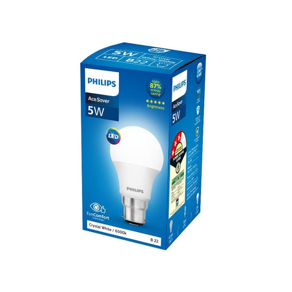 Philips Ace Saver 5W LED Bulb (Crystal White) : 1 unit