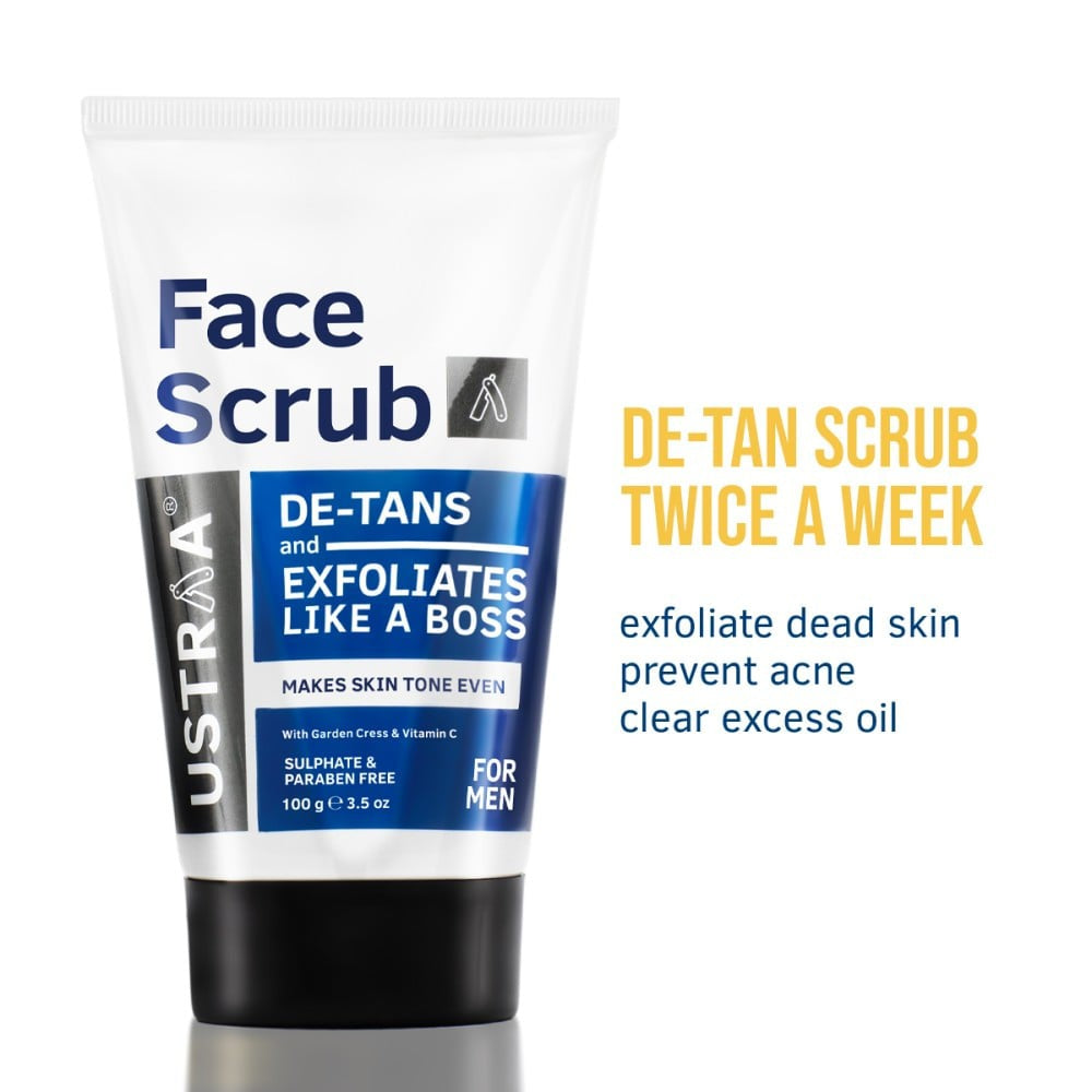 Ustraa De-Tan Face Scrub + De -Tan Face Cream (50 g) Combo : 100 g + 50 g