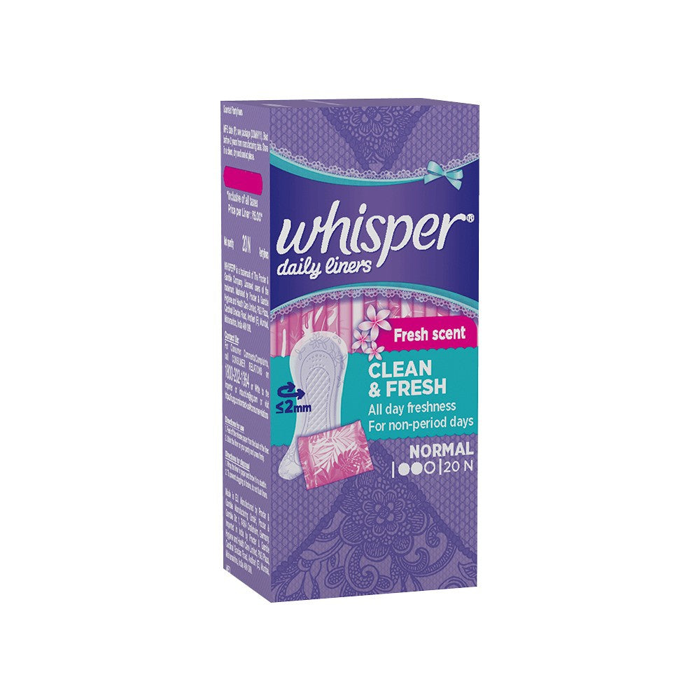 Whisper Ultra Upto No Gap No Leaks Sanitary Pads (XL) + Daily Liners Clean & Fresh Panty Liners Combo : 15 pieces + 20 pieces