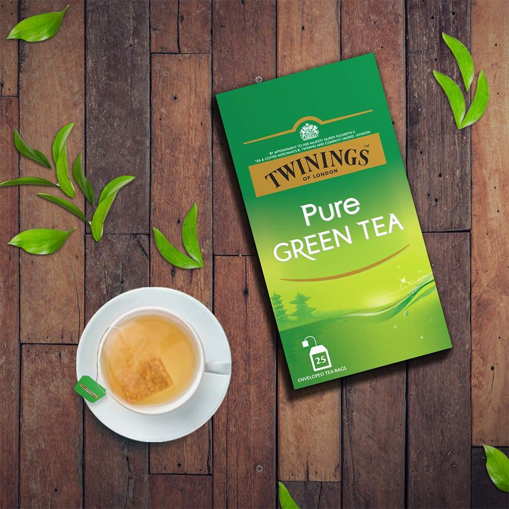 Twinings Pure Green Tea Bags : 1 pack (25 pieces)