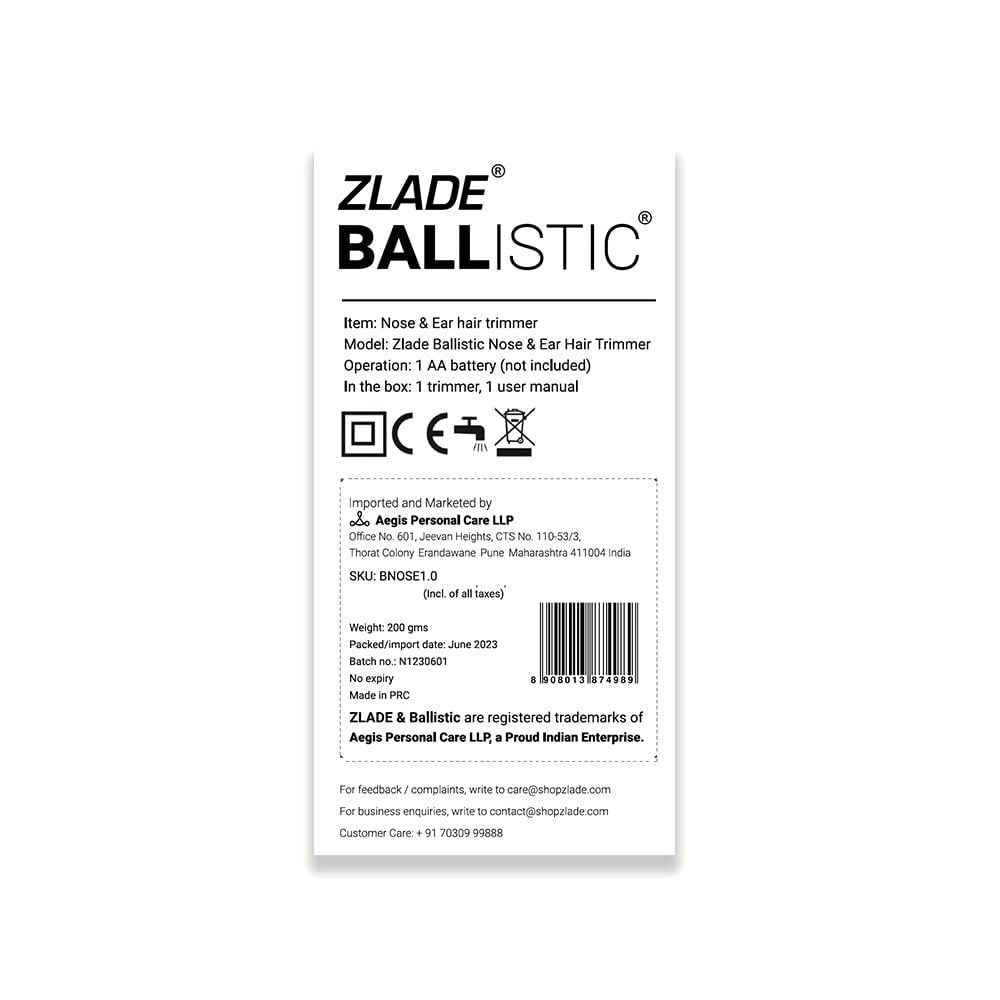 Zlade Ballistic Nose & Ear Hair Trimmer (Black) : 1 unit