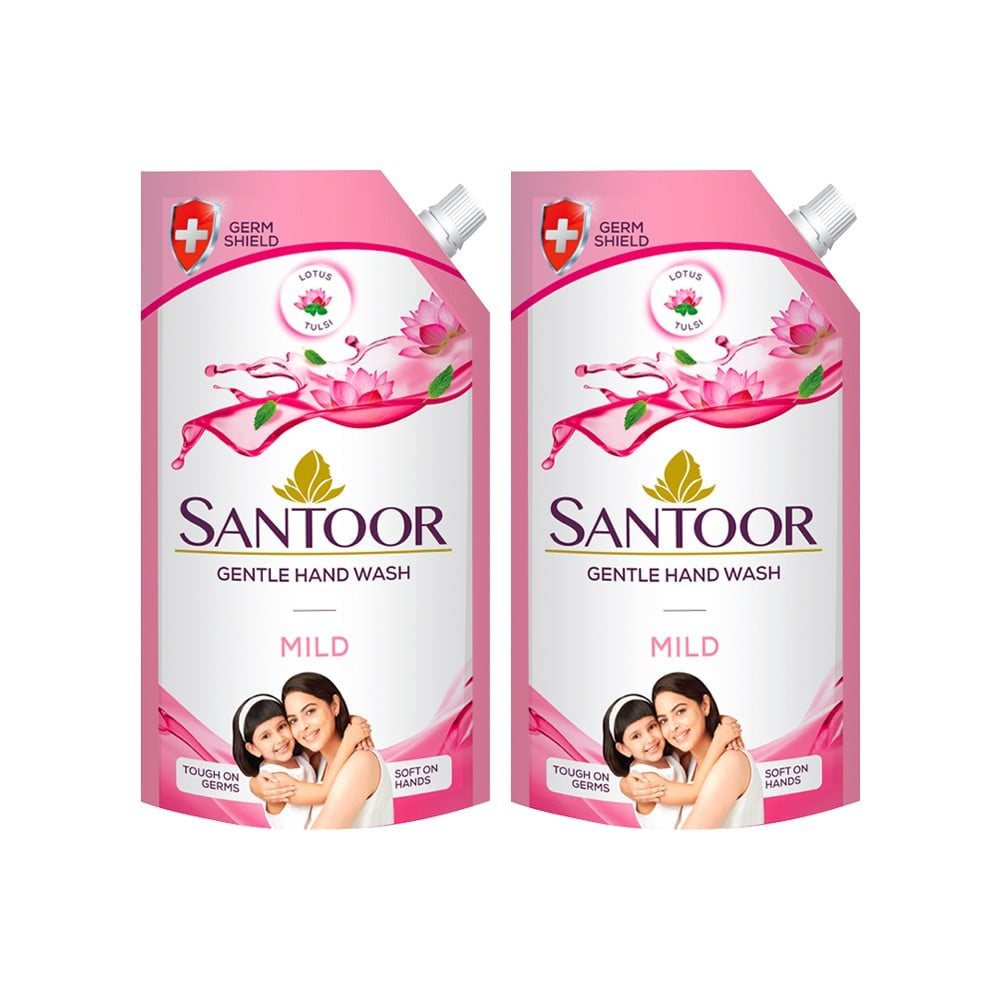 Santoor Mild Hand Wash (Lotus & Tulsi) - Pack of 2 : 2 x 675 ml
