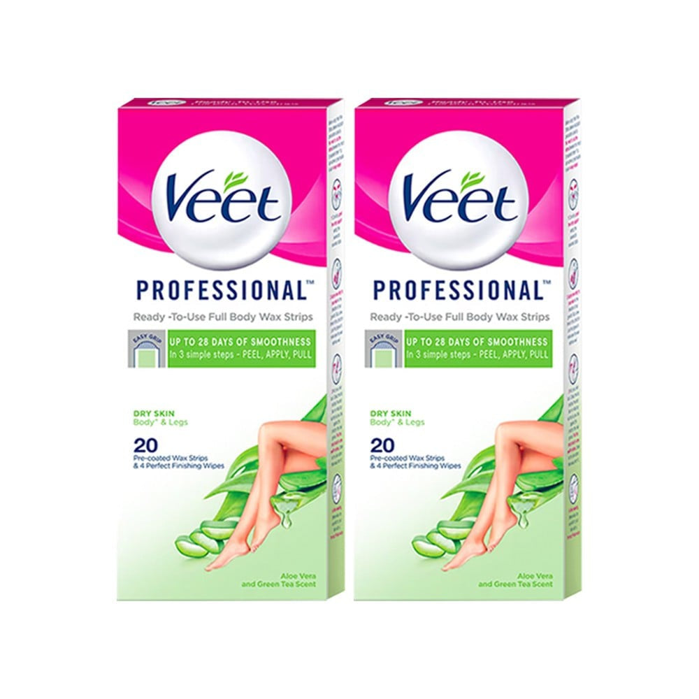 Veet Hair Removal Wax Strips (Dry Skin) - Pack of 2 : 2 x 1 pack (20 strips)