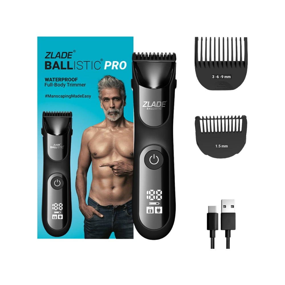 Zlade Ballistic Pro Waterproof Male Body Trimmer with Ceramic Blades (Black, 5W) : 1 unit