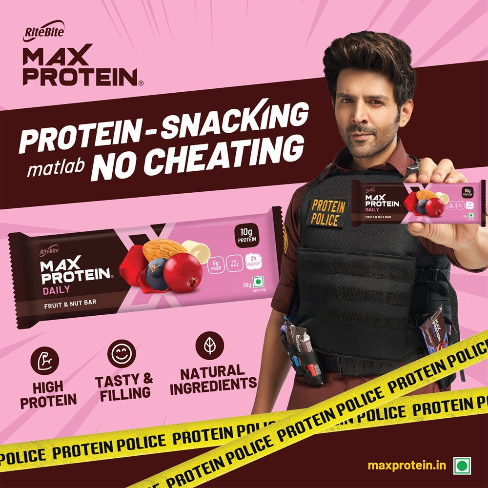 RiteBite Max Protein Energy Bar (Fruit and Nut) + Peanut Butter Dark Chocolate Quinoa Crispies Oats Nutrition Bar Combo : 50 g + 40 g