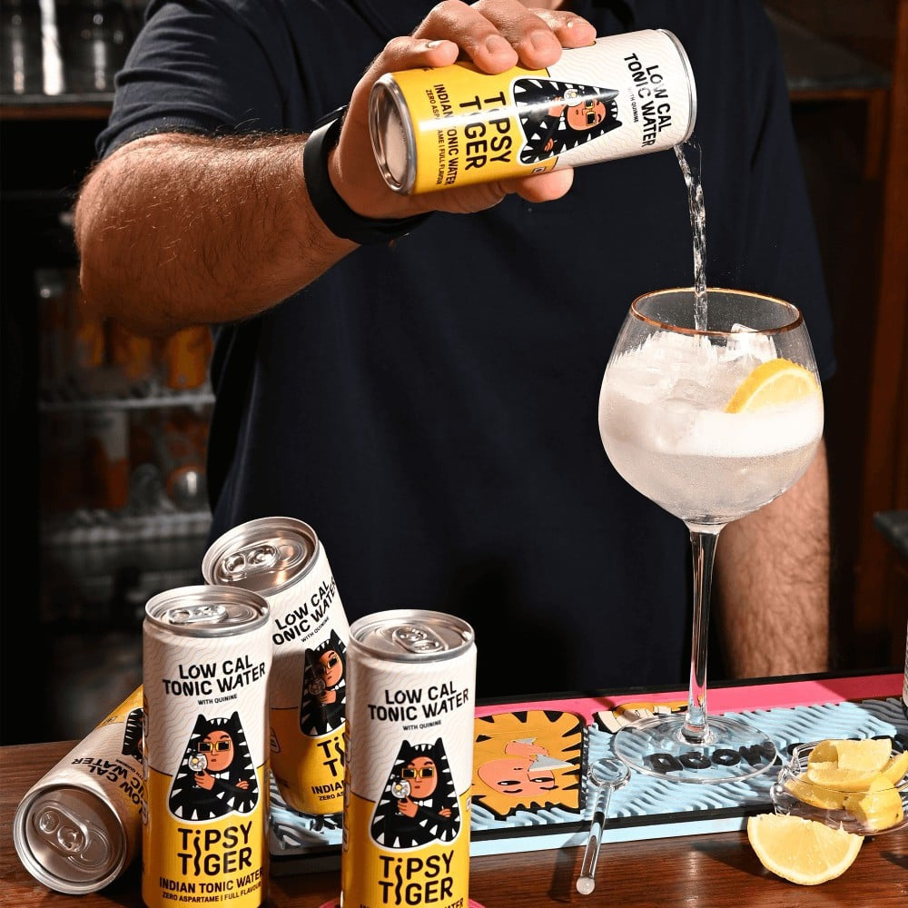 Tipsy Tiger Indian Tonic Water (Low Sugar & Calorie) - Pack of 4 : 4 x 250 ml