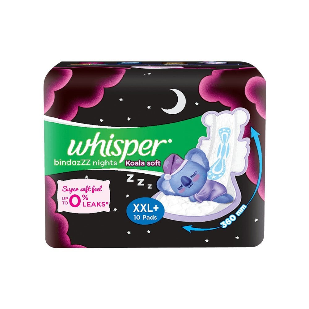 Whisper Bindazzz Nights Koala Soft Sanitary Pads : 10 pieces
