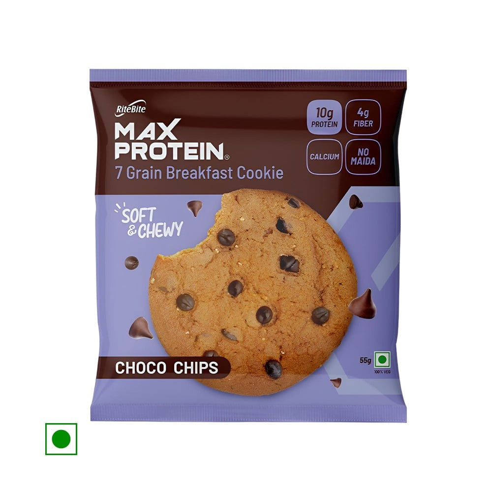 RiteBite Max Protein Choco Chips Cookies + Max Protein Peri Peri Chips Combo : 55 g + 60 g