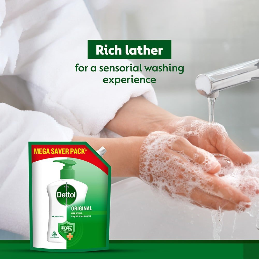 Dettol Liquid Hand Wash Refill Pouch (Original Germ Protection) : 1.35 ltr