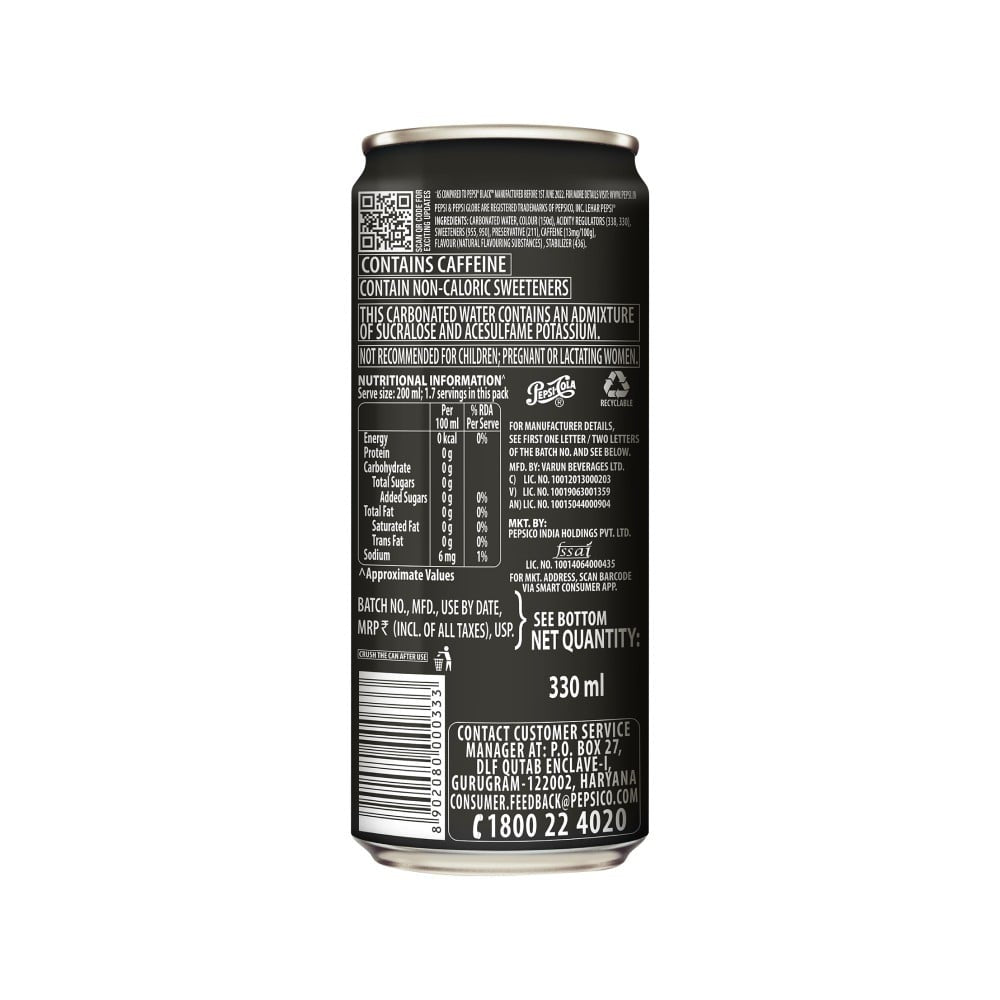 Pepsi Zero Sugar Soft Drink : 330 ml