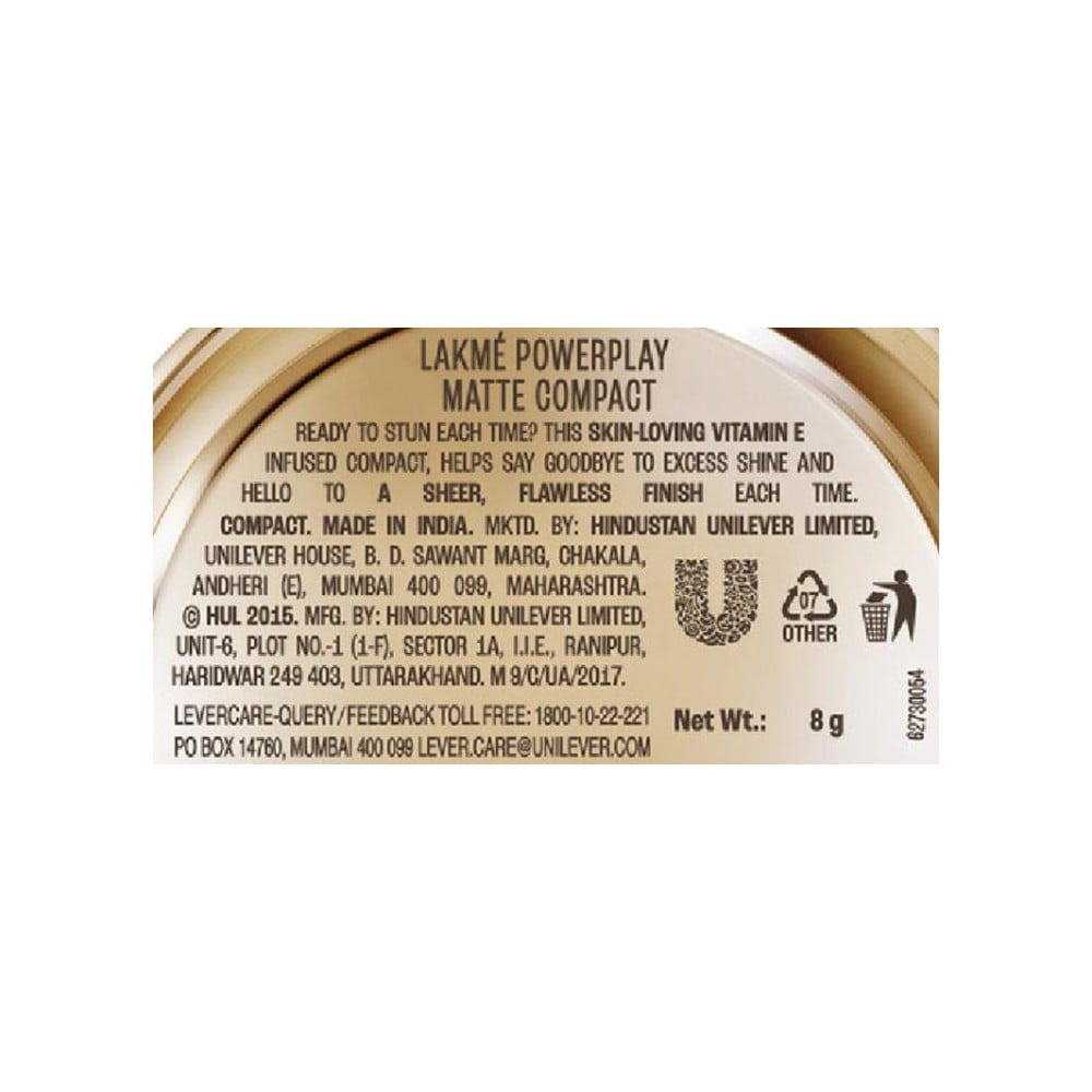 Lakme 9To5 Flawless Matte Complexion Compact (Almond) : 8 g