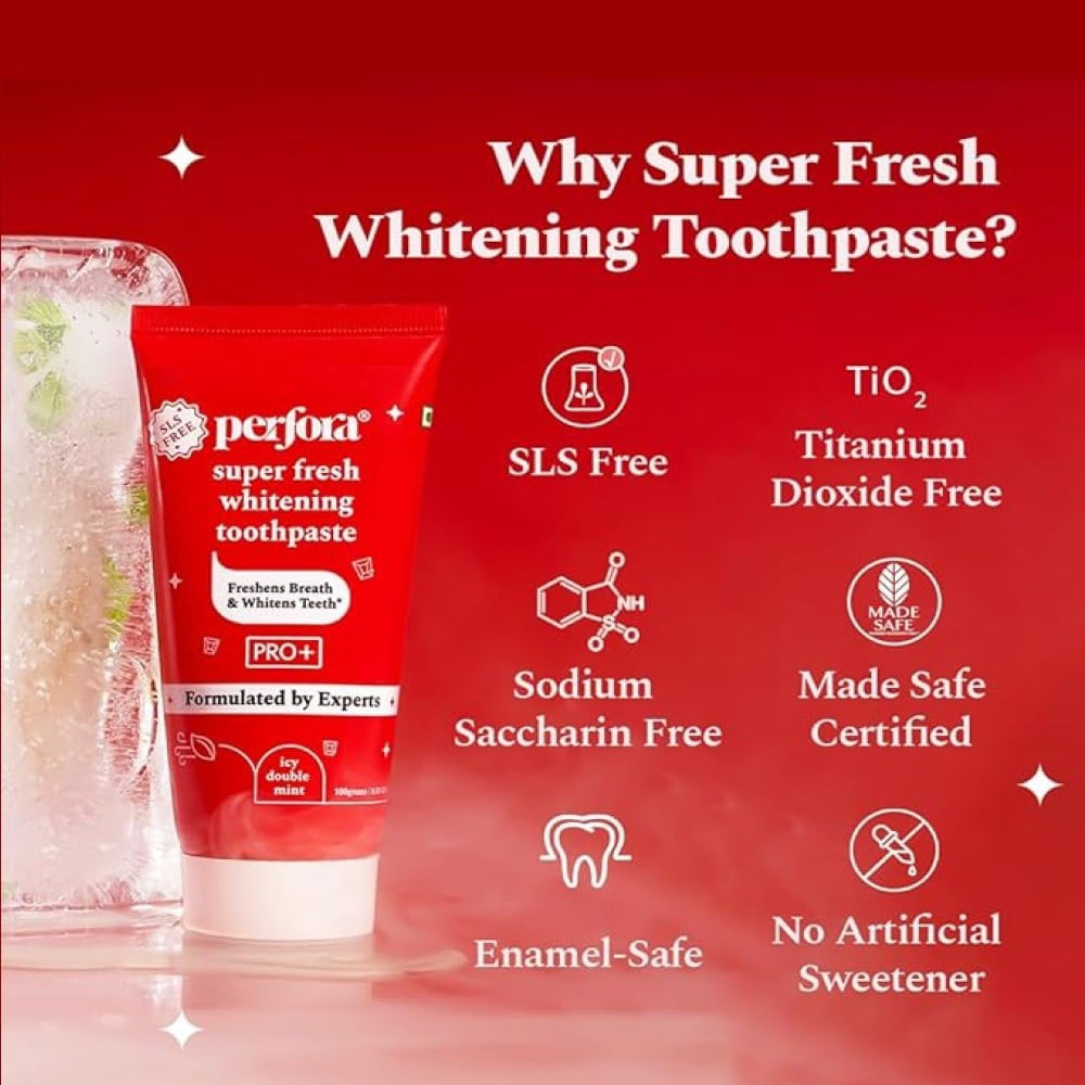Perfora Super Fresh Teeth Whitening Toothpaste (Icy Double Mint) : 100 g