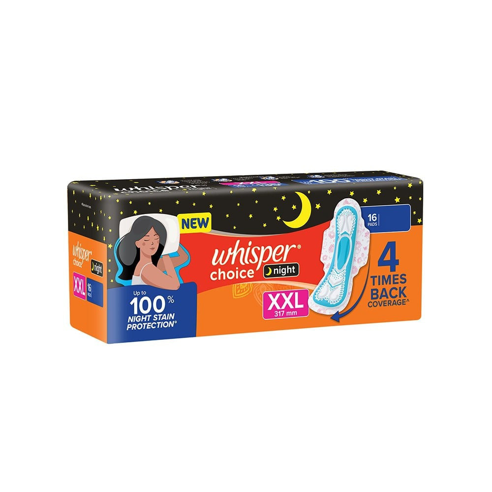 Whisper Choice Nights Sanitary Pads - Pack of 2 : 2 x 1 pack (16 pieces)