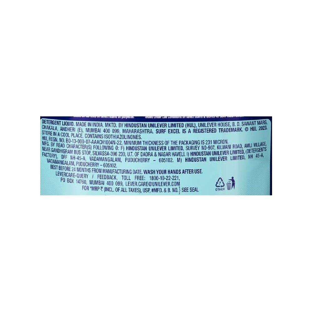 Surf Excel Matic Top Load Liquid Detergent : 4 ltr