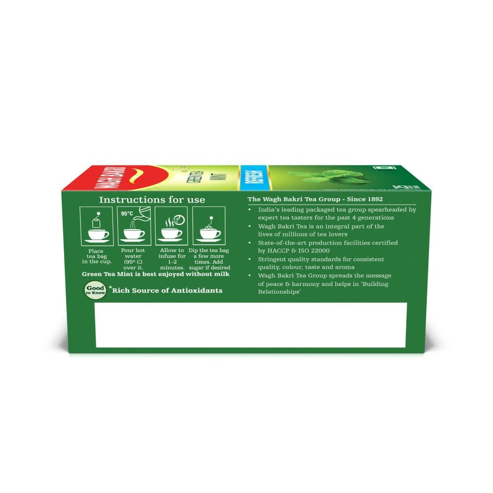 Wagh Bakri Mint Green Tea : 30 bags x 1.5 g