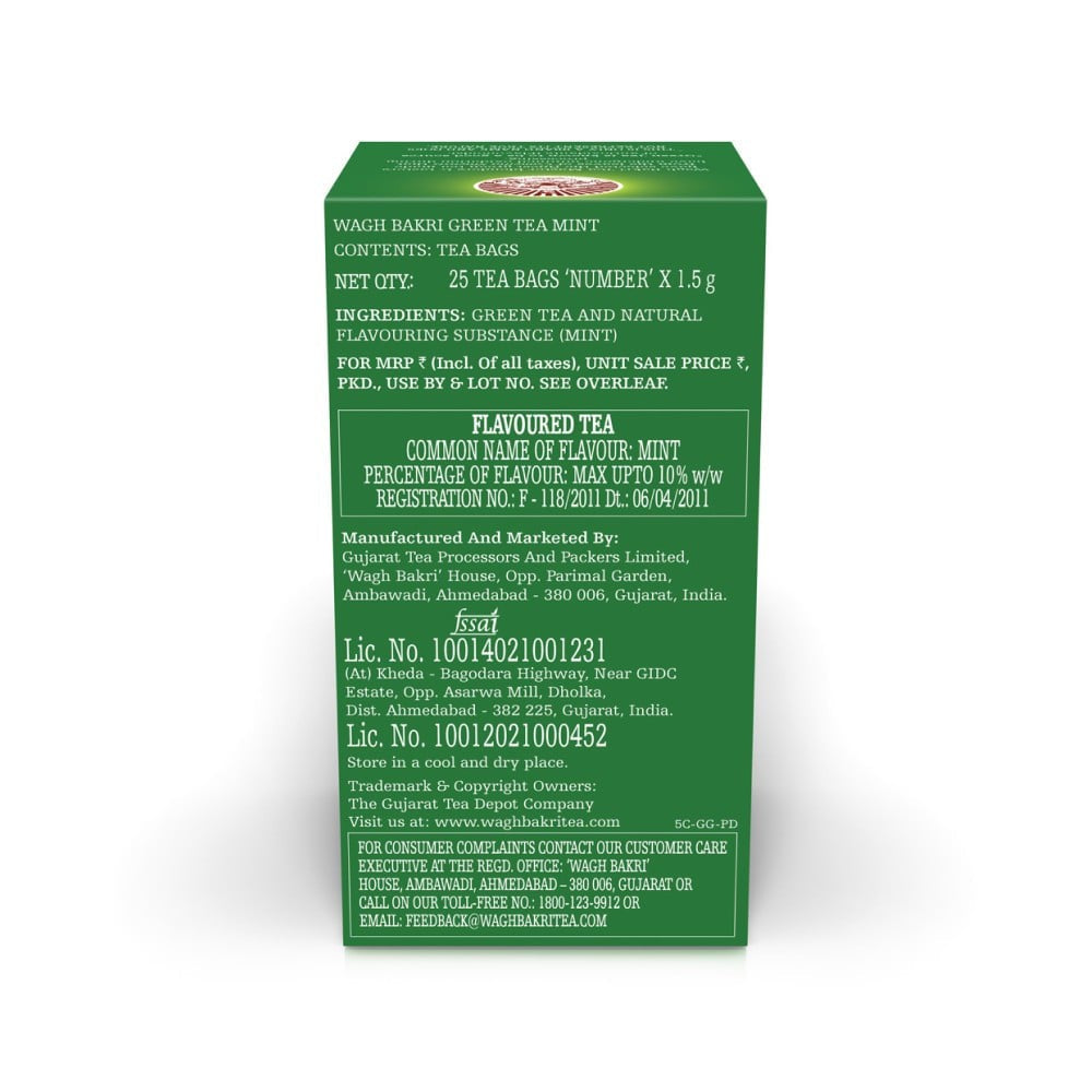 Wagh Bakri Mint Green Tea : 30 bags x 1.5 g